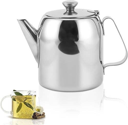 Miniatura 8 de Cafetera de acero inoxidable, 32 oz/28.7 fl oz, tetera para estufa, cafetera, jarra de agua corta para el hogar, hotel, restaurante, tetera de agua