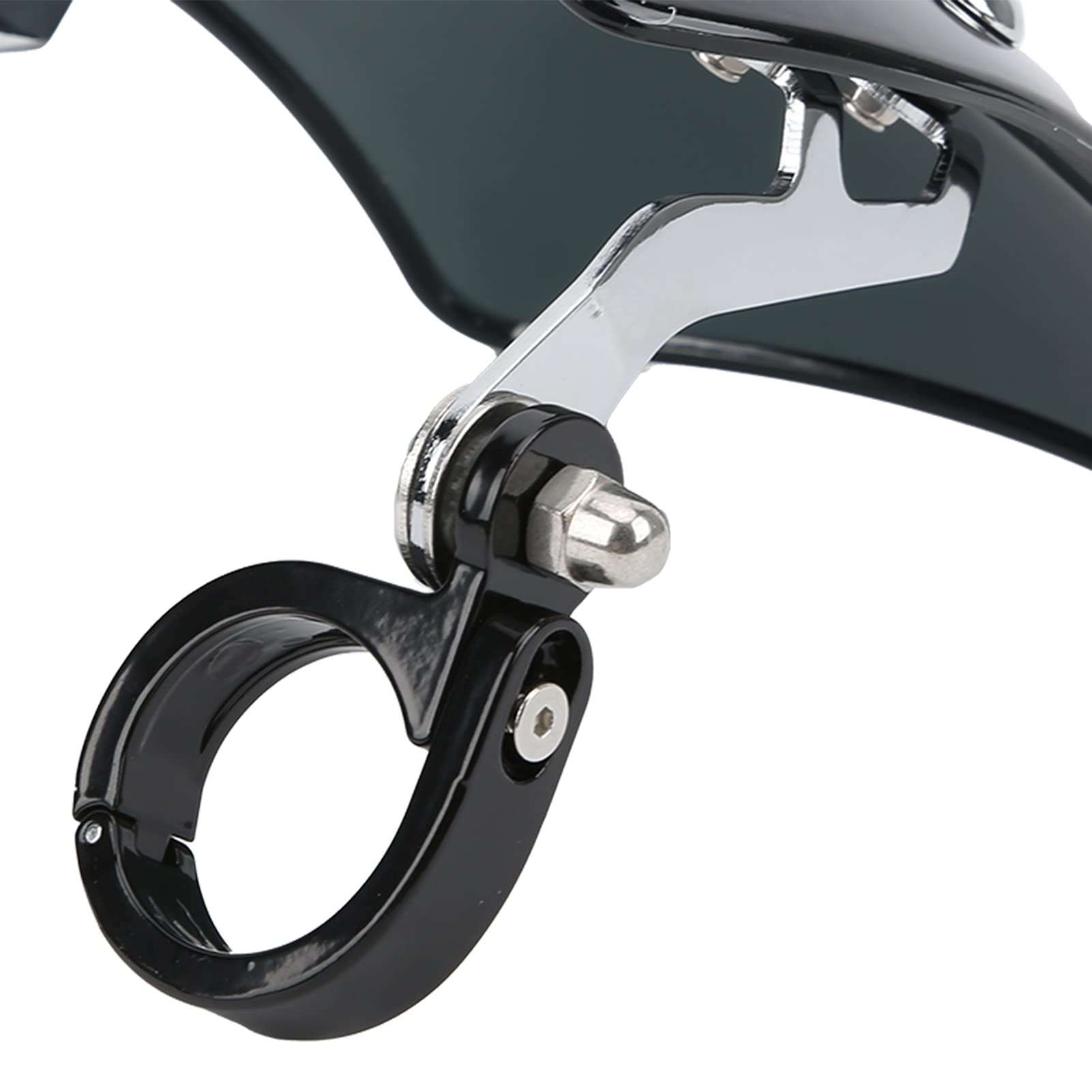 KIMISS Parabrezza per Moto, Parabrezza per Deflettore del Vento Cupolino Regolabile a 180° Universale per Forcella Anteriore da 1,5-1,6 Pollici (acrilico)(nero)