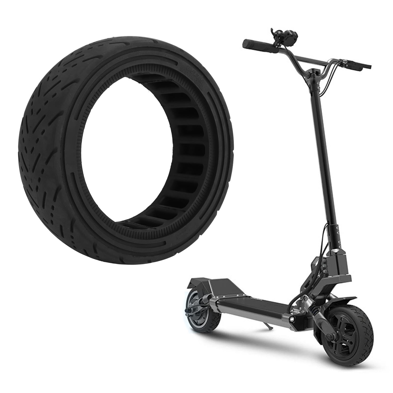 Pneus Pleins en Caoutchouc, Roues de Rechange pour Scooter électrique 8,5 X 2,5 Pouces, Pneu Solide en Nid D'abeille pour Scooter électrique Dualtron Mini Speedway Leger (BLACK)