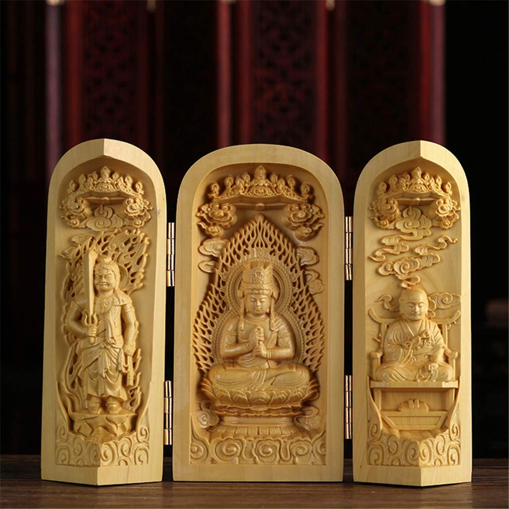 大日如来 観音開き コンパクト木彫り仏像 Amazon｜仏像 三開仏 観音像【大日如来】木彫り ミニ 仏壇 仏箱 仏龕