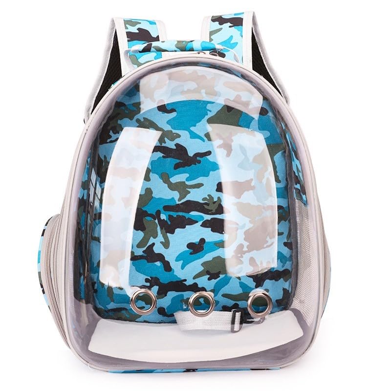 YIMICO Transparent Cat Dog Pet Bag Pet Travel Shoulder Backpack for Small Cats Dogs, Outdoor Hiking Travel Case Carrier for Pets (Blue Camo)