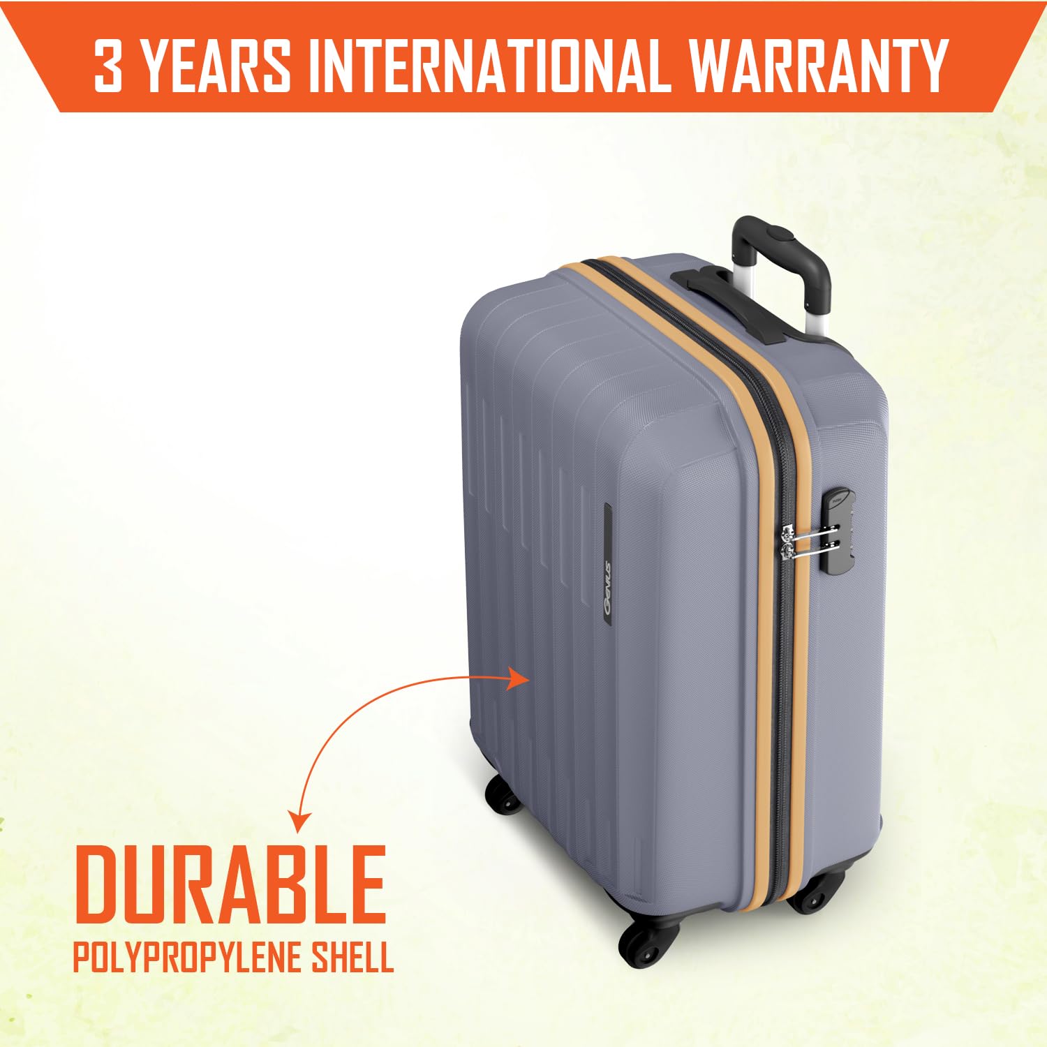 Safari Genius Alley 55cm Cabin Trolley Bag Hard Case Polypropylene, 4 Spinner Wheels, 360 Degree Wheeling Carry on Luggage, Travel Bag, Suitcase, Trolley Bags, Flintstone Softline (Grey) — Amazon image 2