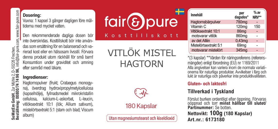 Fair & Pure® - Estratto di Aglio con Vischio e Biancospino - Vegan - 180 Capsule