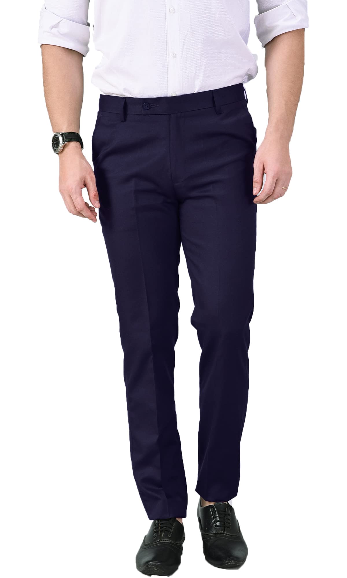 AD & AV Men's Slim Fit Cotton Formal Trouser (BALENO_NEAVY_NEW_AA_Navy Blue)