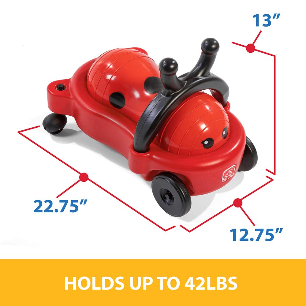 Step2 Bouncy Buggy Rutscher Marienkäfer | Spielzeug Fahrzeug & Hüpfball 2-in-1 in Rot & Schwarz | Kinderfahrzeug / Rutscherauto ab 2 Jahre