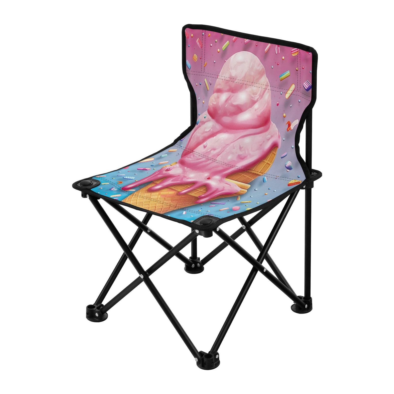 Jihqo Ice Cream Pink Camping Chair Lightweight Portable Folding Chair Beach Chair with Carry Bag for Outdoor Adventures Patio and Picnics
