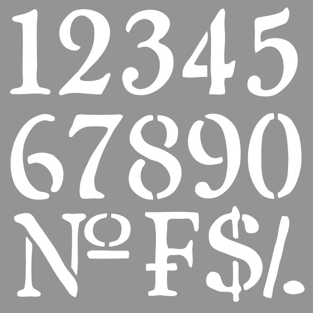 Rayher Grey 38907000 Reusable Stencil With Number Designs, Stencil Mask For Craft And Home Décor Projects