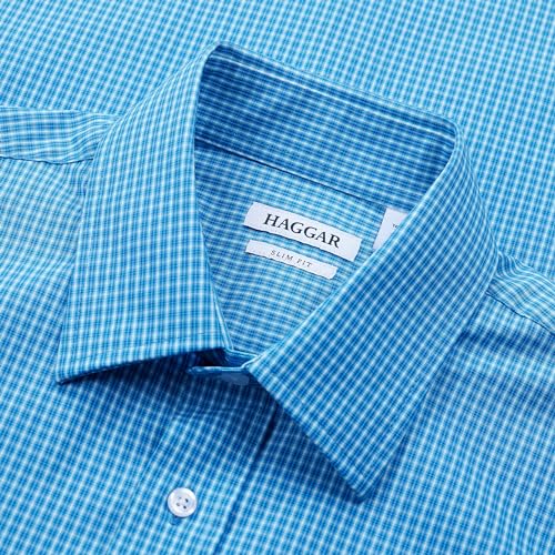 Haggar Mens Premium Comfort Slim Fit Wrinkle Resistant Dress Shirt Aqua Blue - image 3
