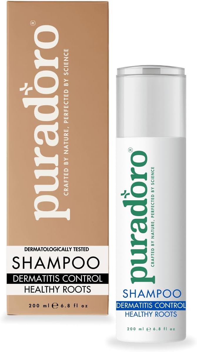 Dermatitis Control & Healthy Roots Shampoo – For Seborrheic Dermatitis, Helps Reduce Excess Sebum, Infused with Tea Tree, Jojoba & Chamomile, For Men & Women