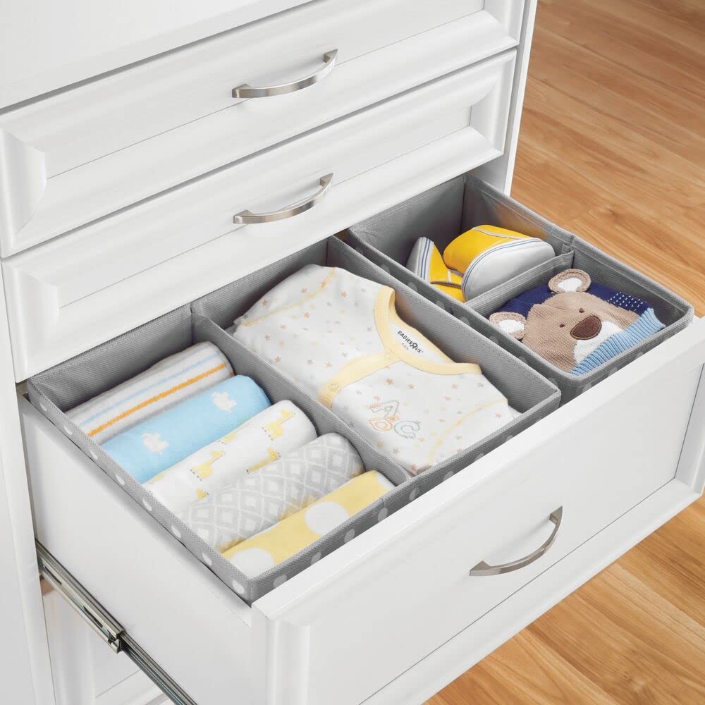 mDesign Set 2 Pieghevoli Organizer Armadio Contenitore Fibra Sintetica Grigio/Bianco