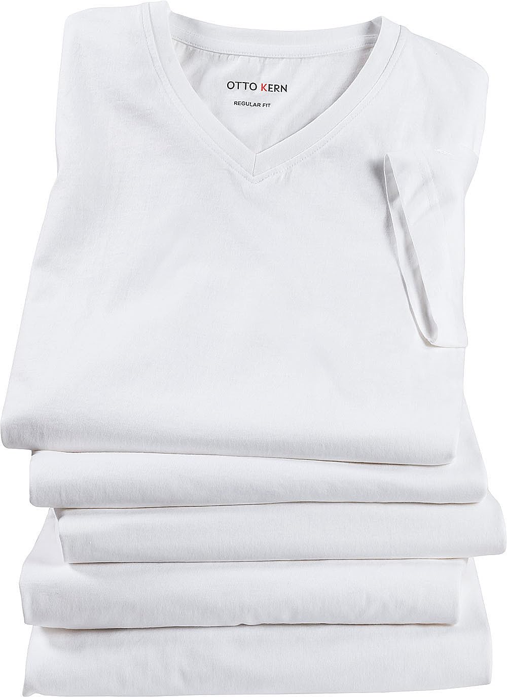 Otto Kern T Shirt Herren im 5er Pack, 5x Kurzarm-Shirts mit V-Ausschnitt, atmungsaktive T-Shirts Herren Schwarz und Weiß aus 100% Baumwolle, Weiß, Gr. 3XL