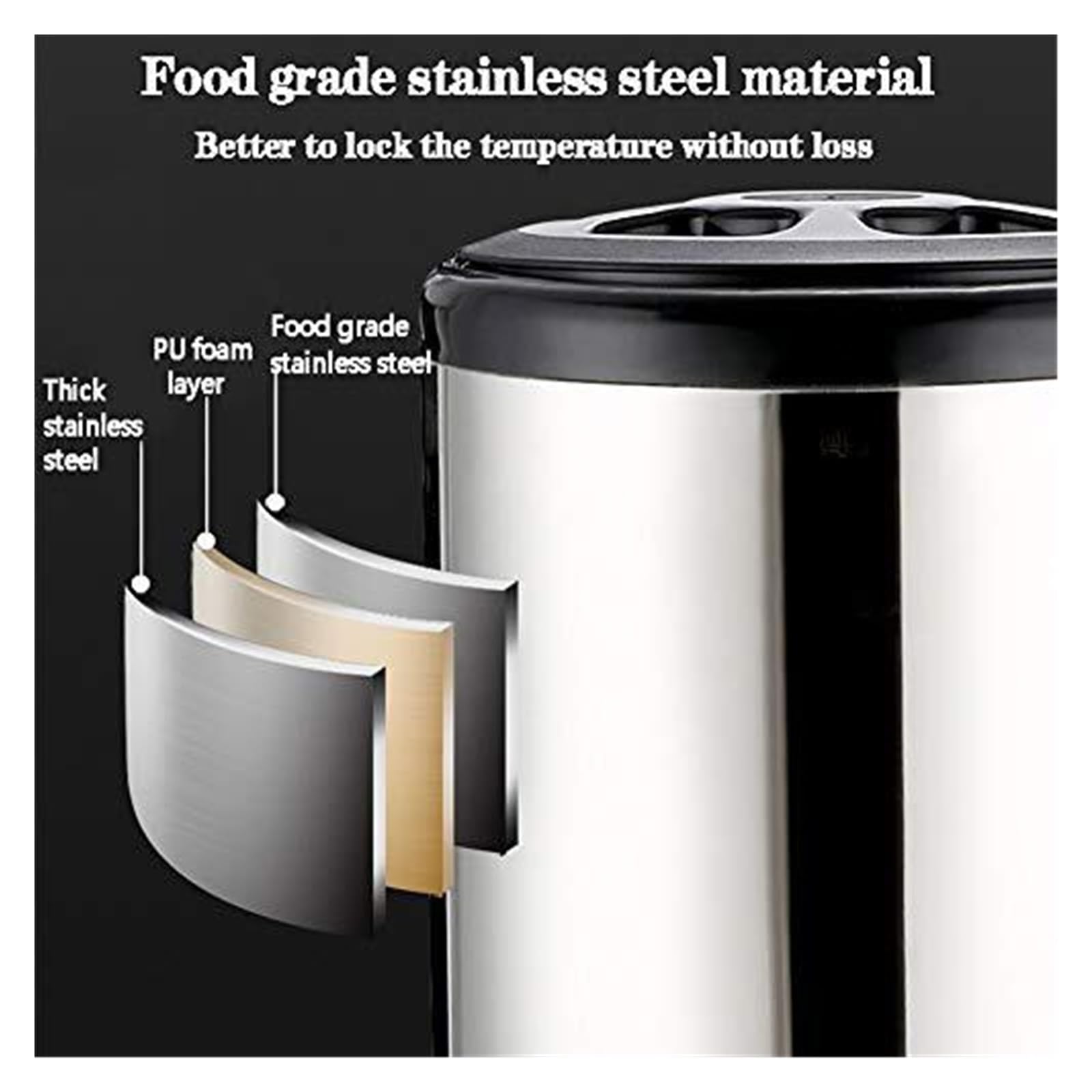 Dispensador de Agua Caliente, Termo para Bebidas Acero Inoxidable 304 con Grifo, 6-20L Capacidad para Café, Té, Sopa - Uso Profesional (Catering, Oficina, Fiestas)