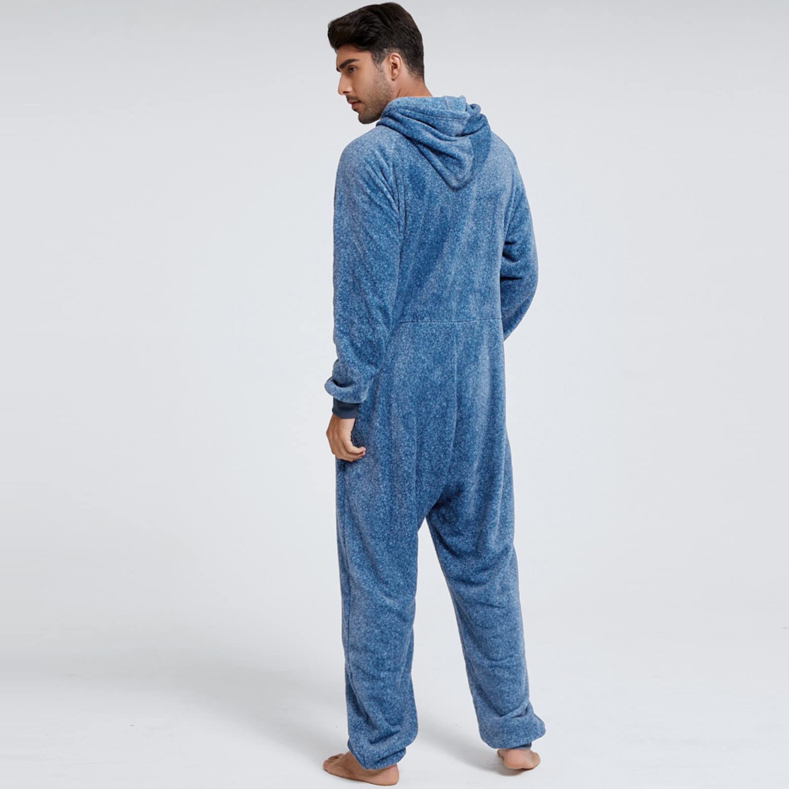 Jumpsuit Herren Schlafanzug - Loungewear Herren Set Einfarbige Schlafshirt Nachtwasche Lässige Schlafoverall Hausanzug Mit Reißverschluss Schlafmantel Flauschig Morgenmantel Freizeitanzug