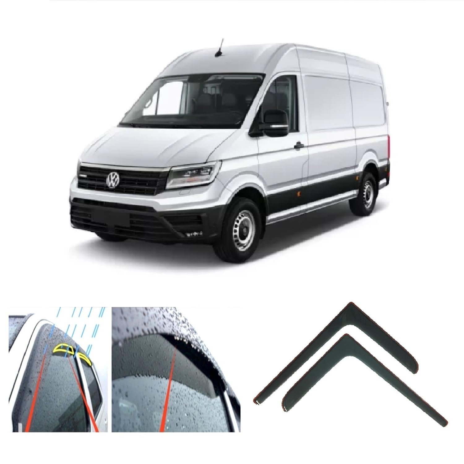 2X Windabweiser kompatibel mit V W Crafter/Man TGE 2017 2018 2019 2020 2021 2022 2023 2024 2025