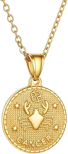 GOLDCHIC JEWELRY Gold Zodiac Necklace for Women Men, Constellation Coin Horoscope Astrology Pendant Necklaces Lucky Jewelry