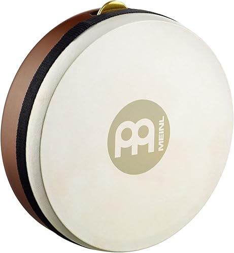 Meinl Percussion Tambor de marco de 7 1/2 pulgadas con juego de 3 jingles, Kanjira, cabeza de piel de cabra no fabricada en China, acabado marrón