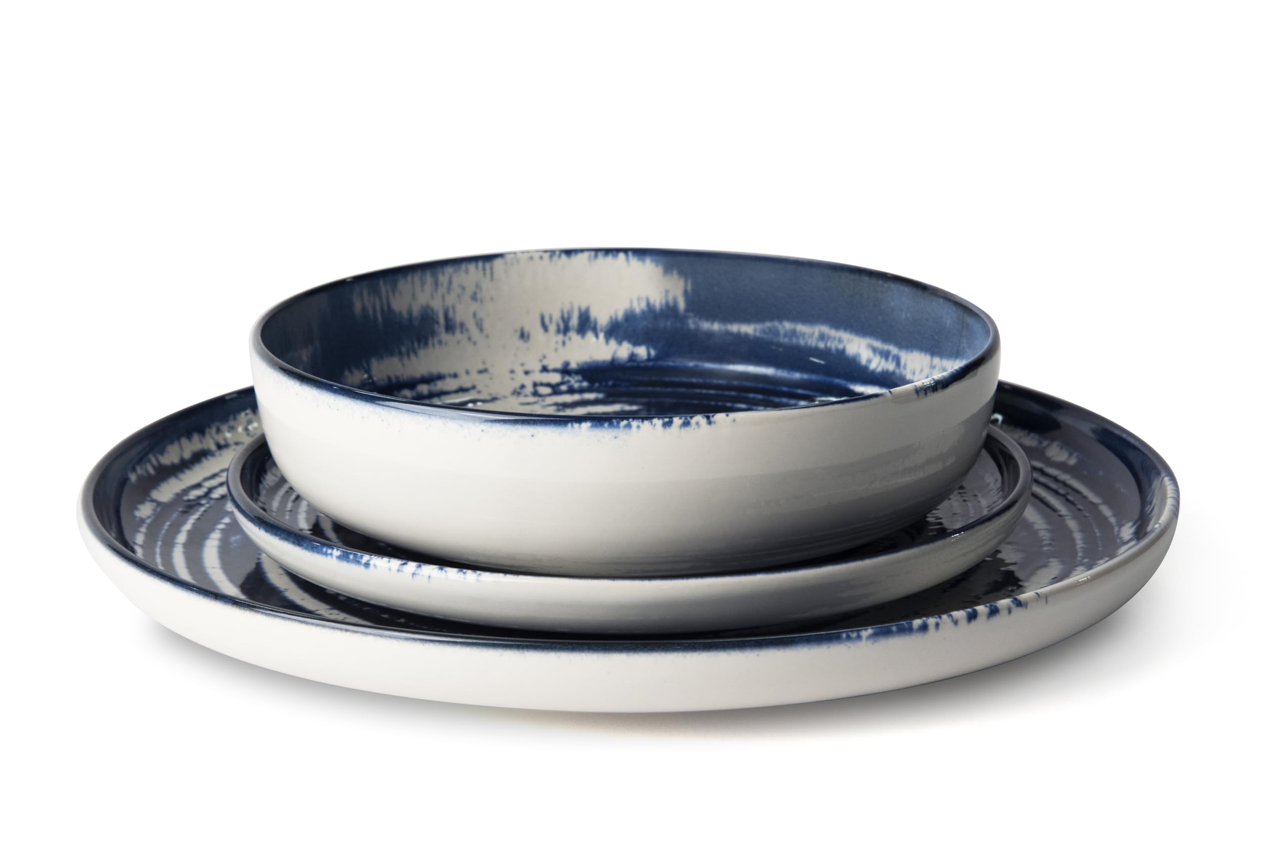 Excelsa Ermes Servizio Piatti 12 Pezzi, Ceramica, Effetto Reattivo, 4 Persone