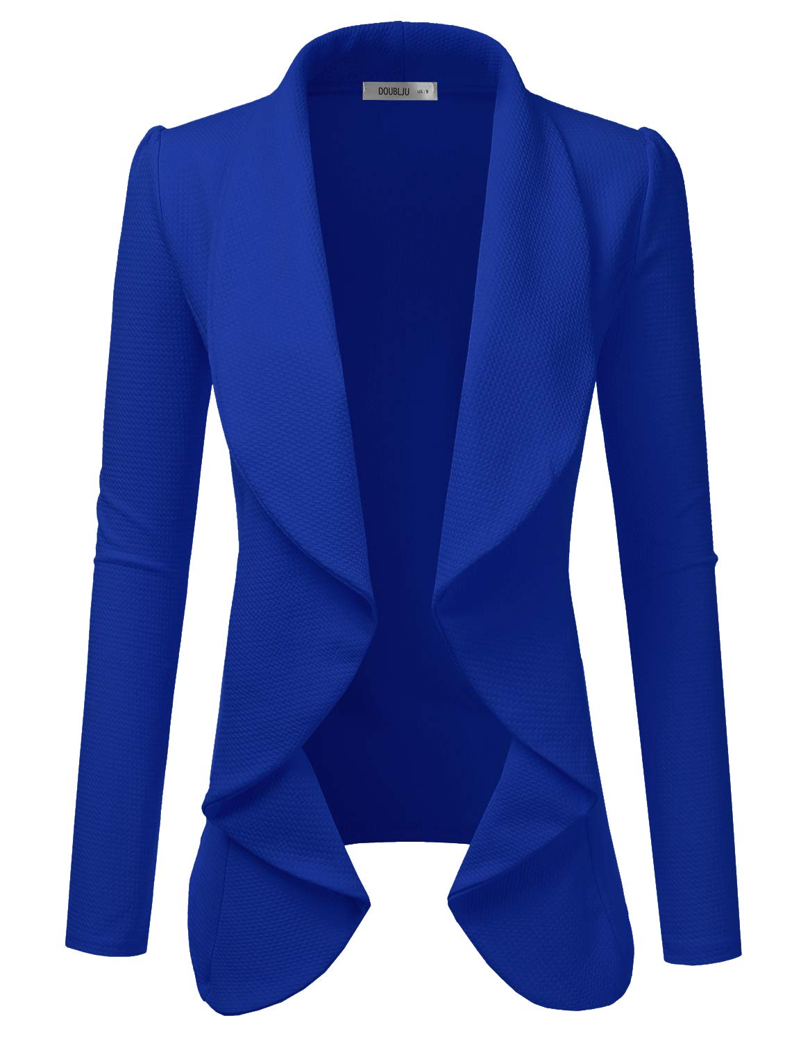 DOUBLJU Classic Draped Open Front Long Sleeve Business Casual Work Deconstructed Blazer Jackets for Womens with Plus Size