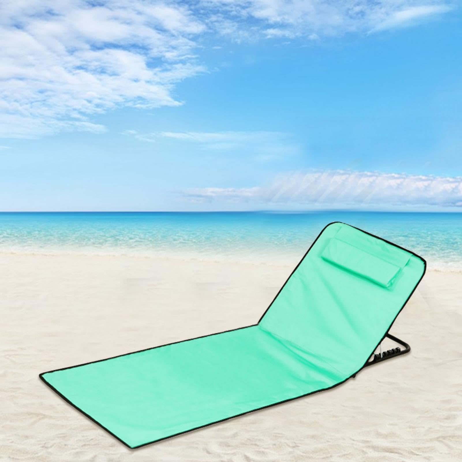 Sedia materassino da spiaggia Tappetino prendisole portatile | Sdraio da mare pieghevole con poggiatesta e schienale 160x52x38cm Per donne uomini giovani famiglia campeggio piscina picnic
