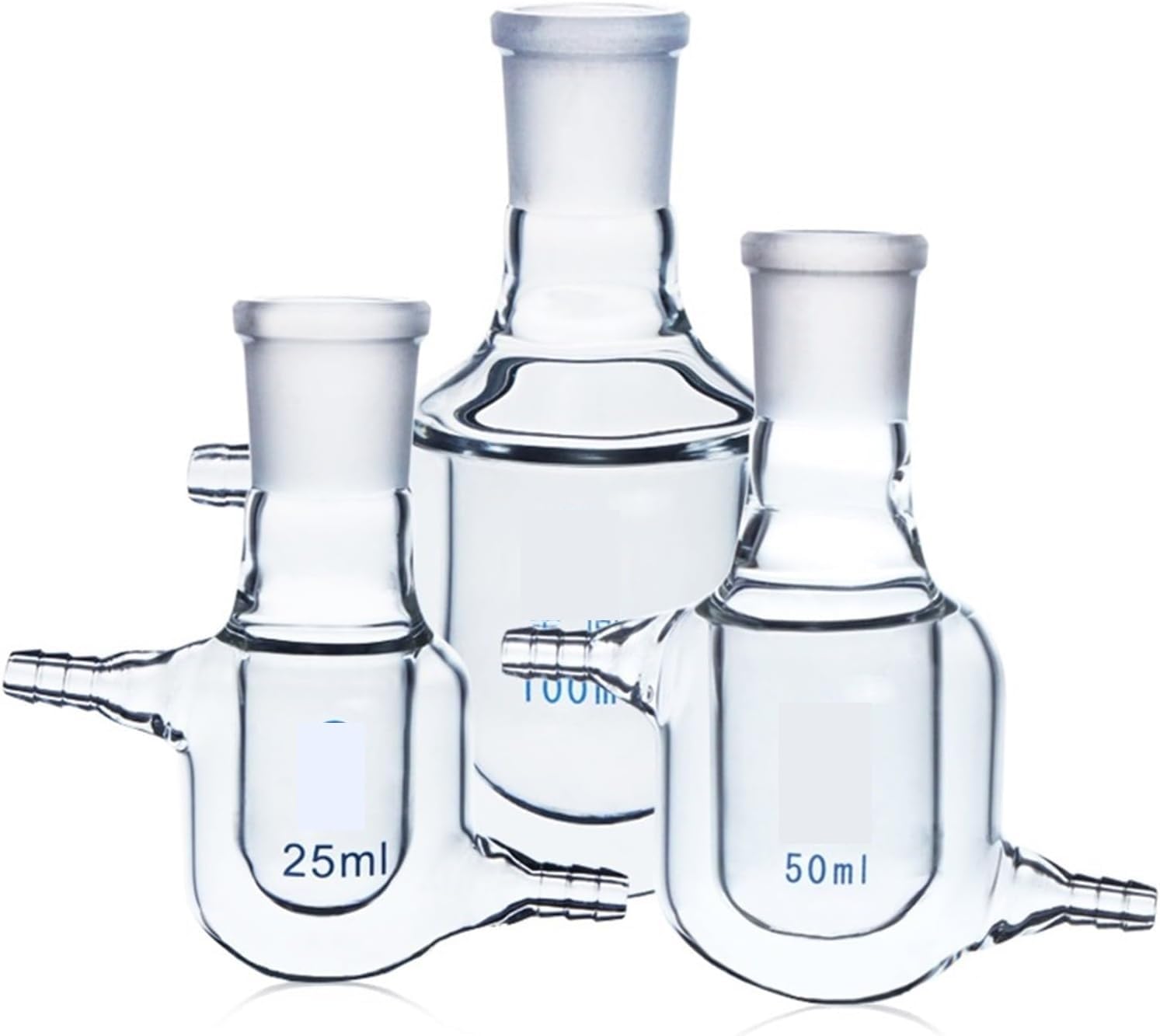 Matraz aforado de borosilicato, Frasco de reacción con camisa de un solo cuello Matraz de vidrio de borosilicato de pared gruesa Reactores de planta con camisa Laboratorio n.° 24(25ml Caliber 24mm)