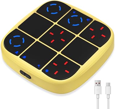 Rechargeable Tic-Tac-Toe Bolt Game, Upgraded 4-in-1 Handheld Puzzle Console, Electronic Educational Memory Game, Portable Travel Car Ride Board Games for Kids Adults Yellow