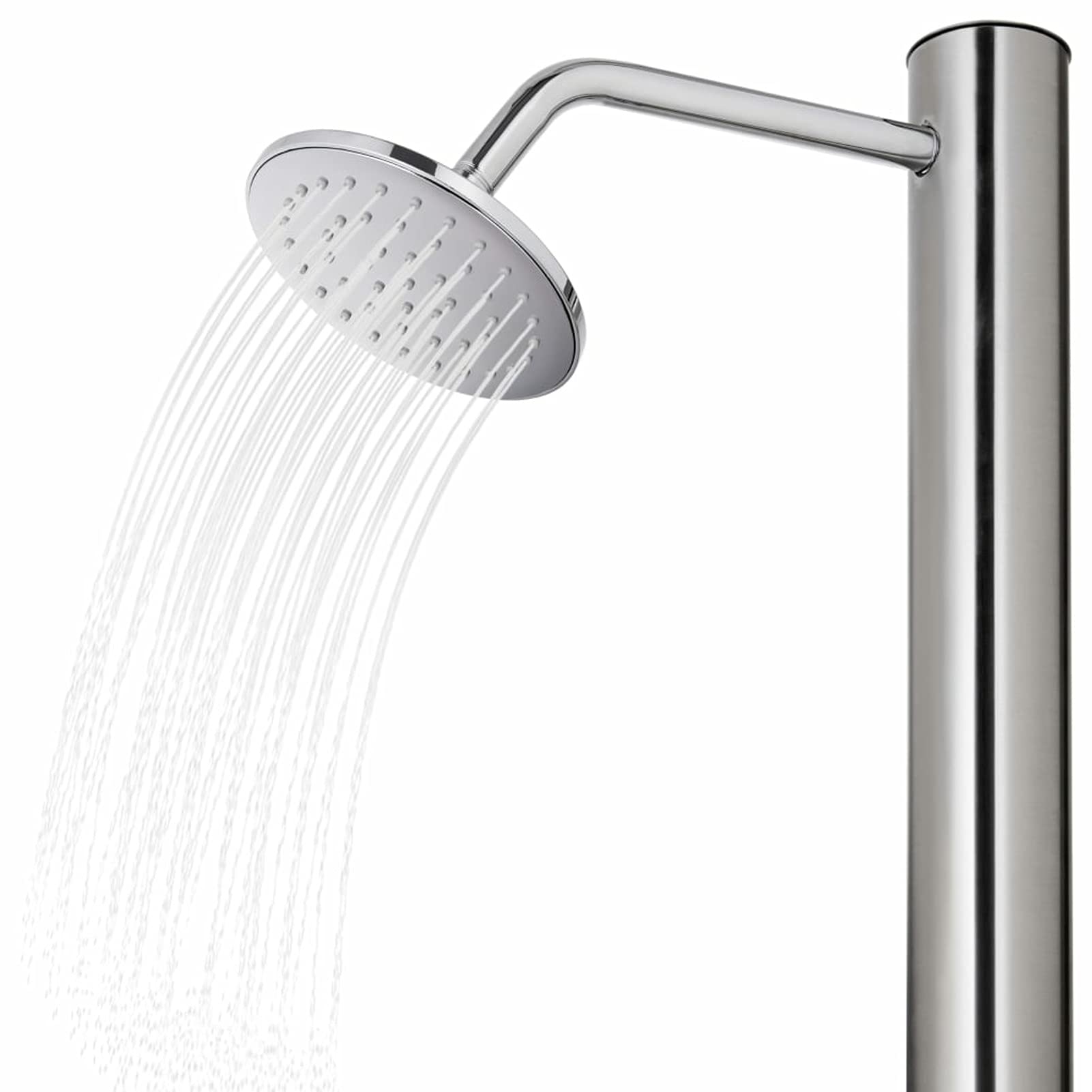 ZHOUMIN Ducha de jardín con Base, Duchas Exterior Piscina, Ducha Terraza, Ducha para Patio, Ducha Exterior Jardin, Gris 220 cm Acero Inoxidable