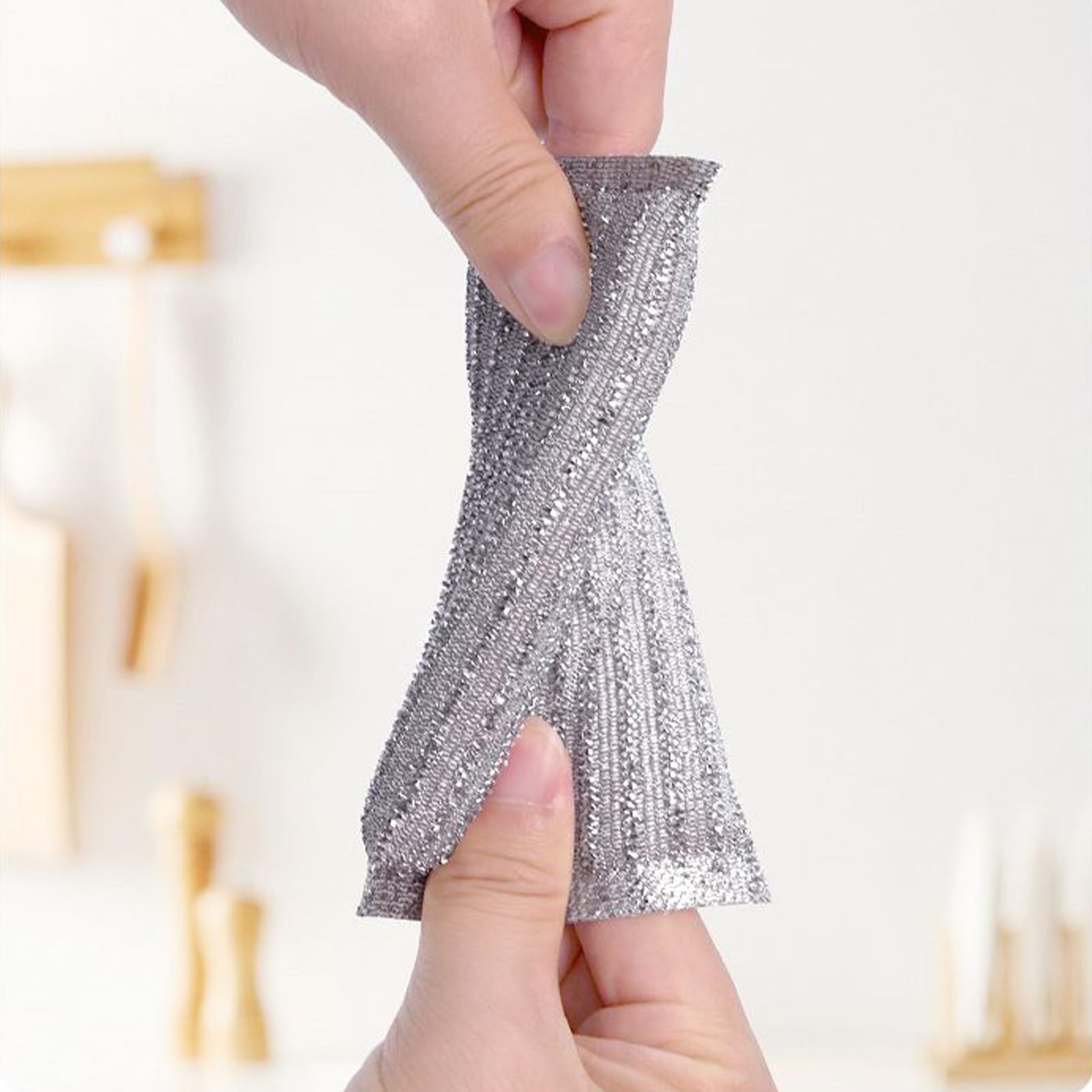 Paño de cocina de alambre metálico antiarañazos, 4 esponjas reutilizables, paños absorbentes | paños antiarañazos para cocina, restaurante, estufa, cuenco, plato