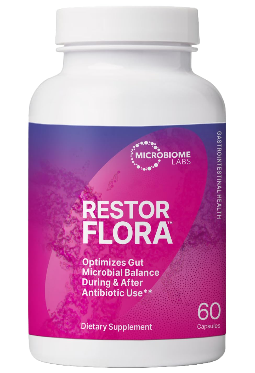 Microbiome Labs Restorflora Probiotics for Digestive Health - Gut Health Supplements with Dual Action Probiotics for Women, Men & Kids 5+ - Support Bowel Regularity & Immune Function (60 Capsules)
