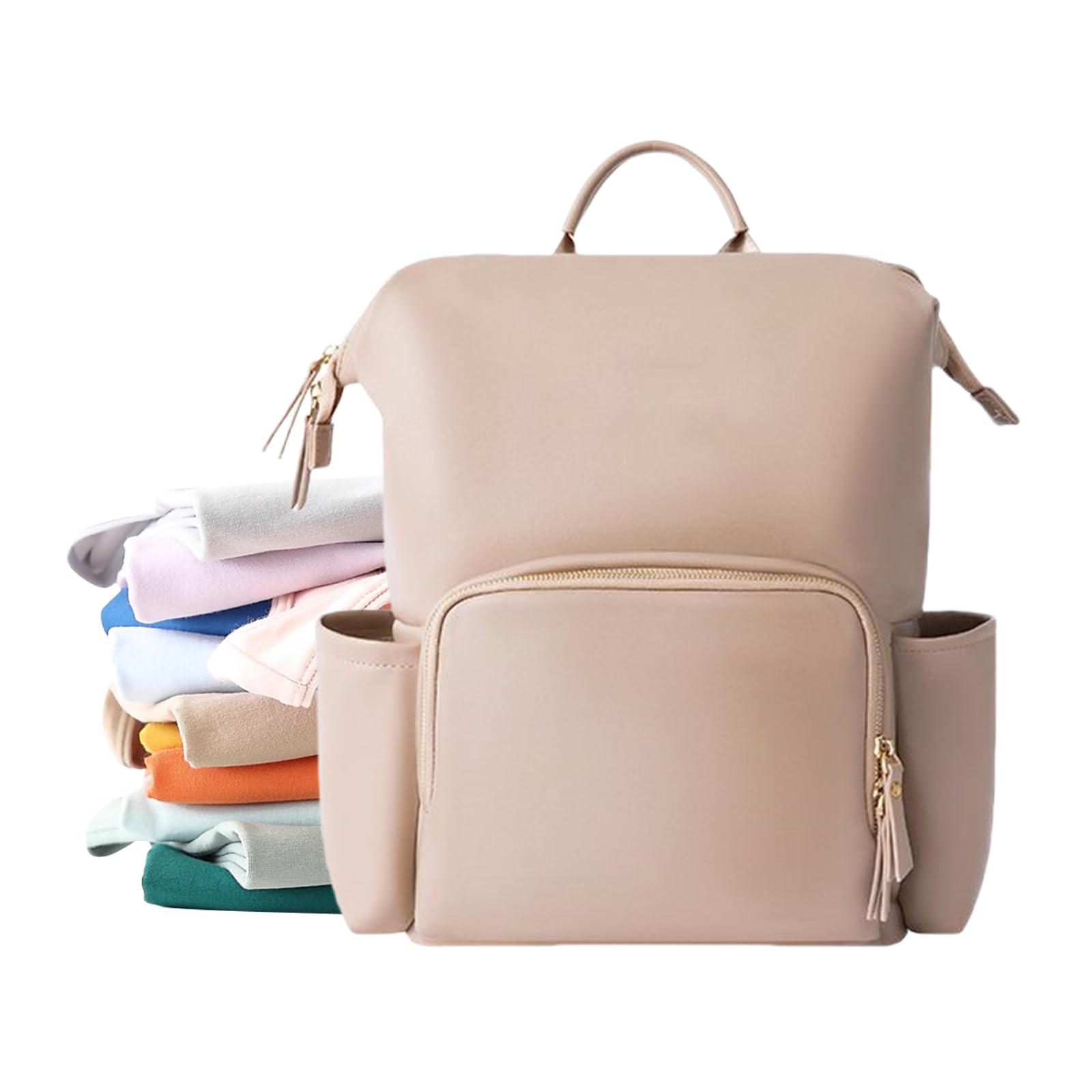 Mochila de pañales de cuero, mochila de pañales de cuero para mujeres Viaje
