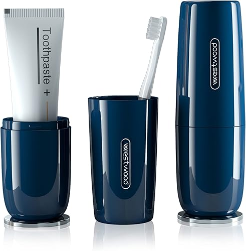 Miniatura 7 de Estuche de plástico verde de lujo para cepillos de dientes de viaje con tapa, vaso portátil para cepillo de dientes de viaje, contenedor de