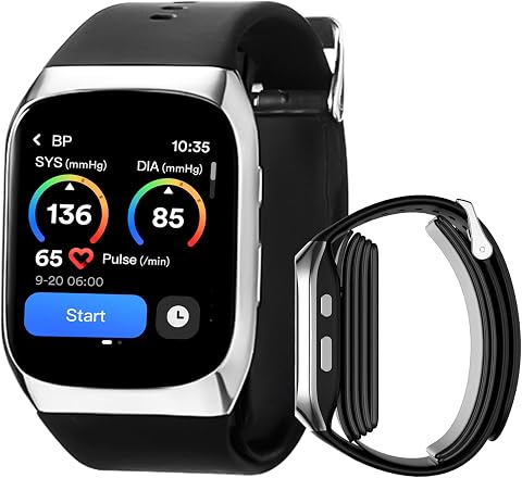 Blood Pressure Smartwatch with Dual Patented Cuff, Wrist BP Monitor Watch 24/7 Sleep Stress Monitoring, Sports Tracking App for Android and iOS Blood Pressure Watch Supports Data Sharing