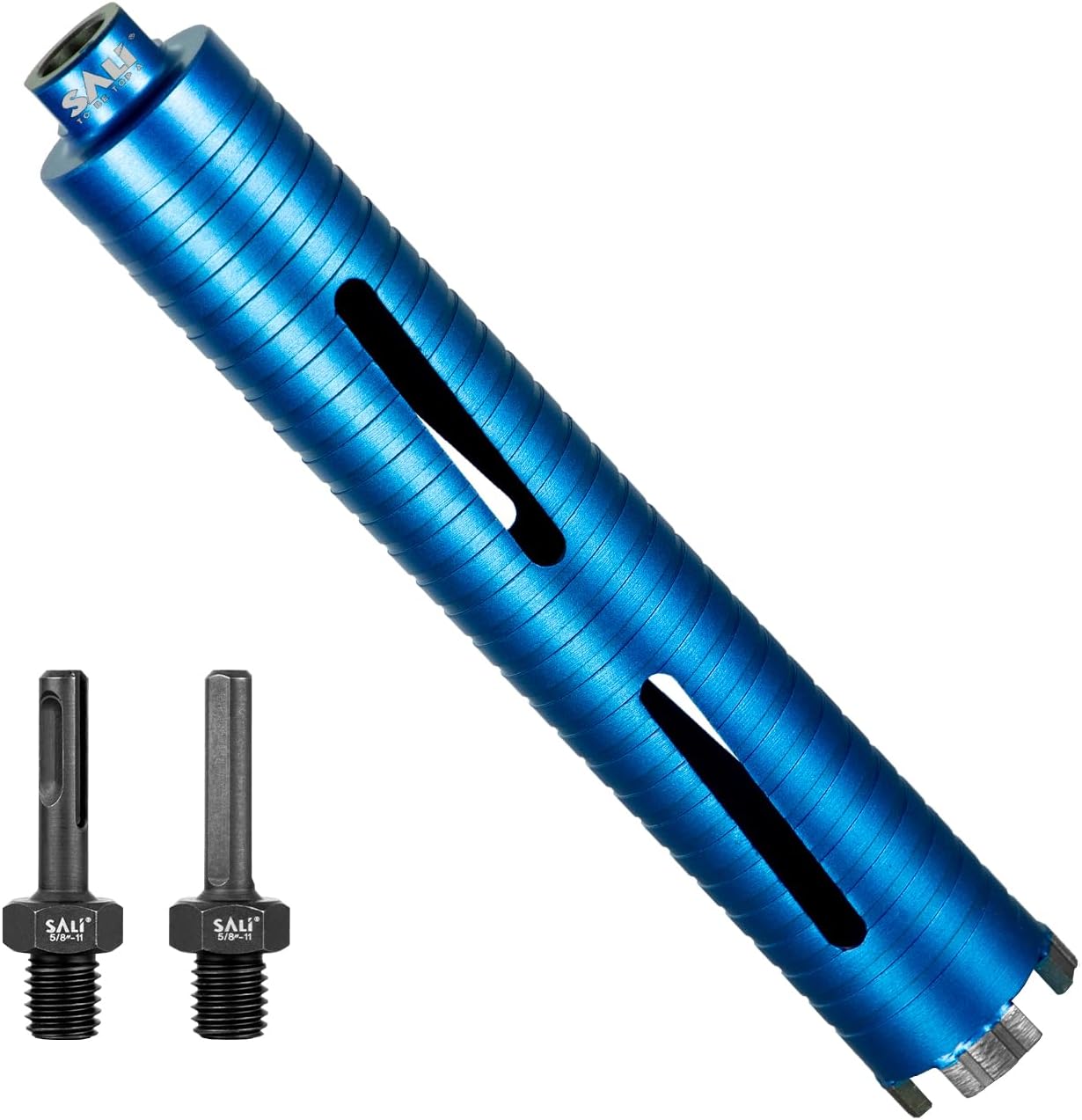 SALI Diamond Core Drill Bits 1 3/4" Diameter 10"/254mm Drilling Depth 5/8-11" Thread Core Bit Turbo Laser-Welded Segments for Cured Concrete with, Brick, Block, Masonry, with Two Adapters