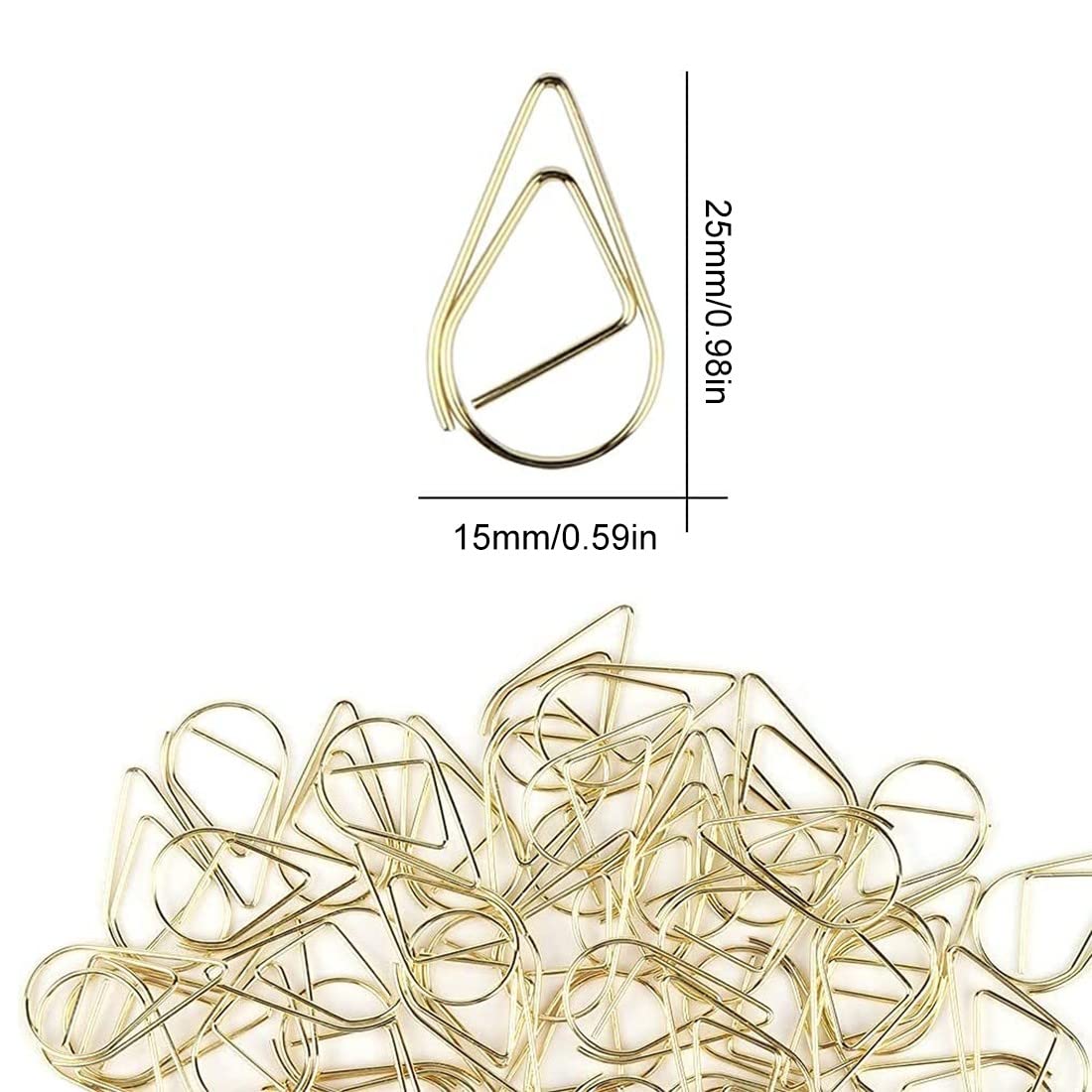 100 Graffette Segnalibro A Forma Di Goccia - In Metallo Dorato, Per Libri, Appunti, Foto - Foto 5