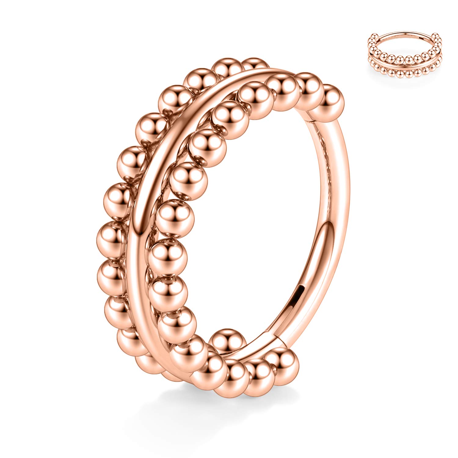 hengkaixuan Triple Double Nose Hoop Ring Sleeper Hoop Earring Helix Rook Conch Cartilage Daith Tragus Earrings Septum Ring Lobe Nose Piercing Jewellery for Women — view 31