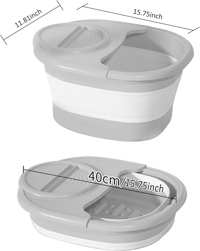 Bañera plegable para pies, bañera portátil con tapa y masaje, 15L miniatura 2