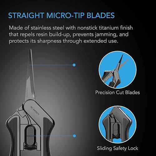 Miniatura 3 de AC Infinity Tijeras de podar de acero inoxidable de 6.6 pulgadas, paquete de 2, diseño ergonómico ligero, cuchillas rectas de precisión con