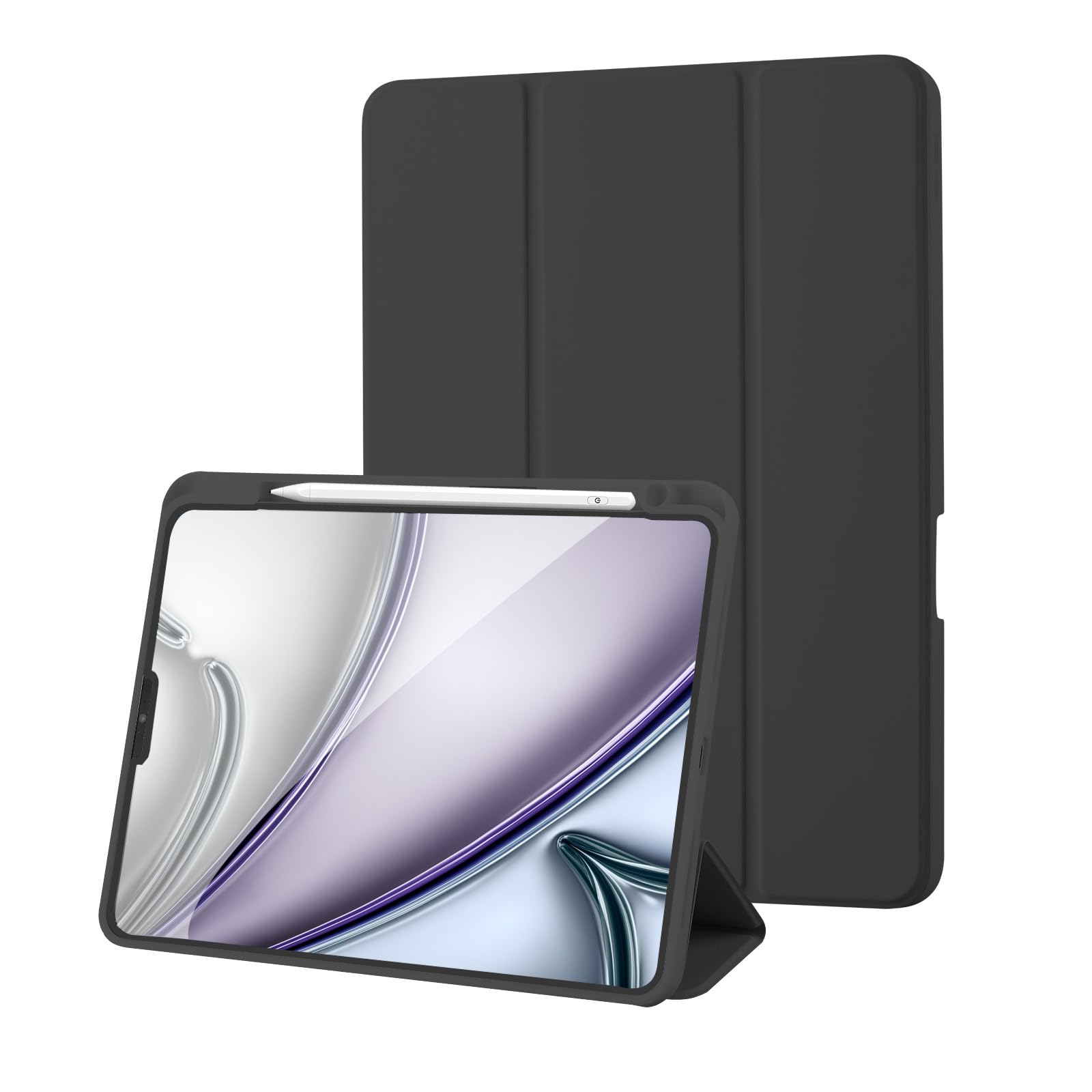 Gahwa Étui Pour IPad Pro 11" 2022/2021/2020/2018 Avec Porte-crayon [prend En Charge Le Chargement Du Crayon De 2e Génération], Coque Avec Mise En Veille/réveil Automatique Et Dos Rigide Transparent