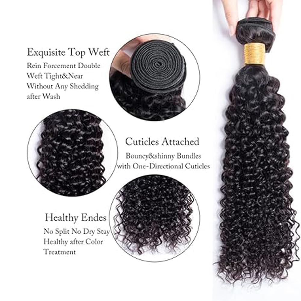 Human Hair Bundles Extensions de cheveux humains #1B Natural Black Color Curly Wave Brazilian Remy Virgin Human Hair Extension 100g/Bundle Total 300g 16 18 20 Inch