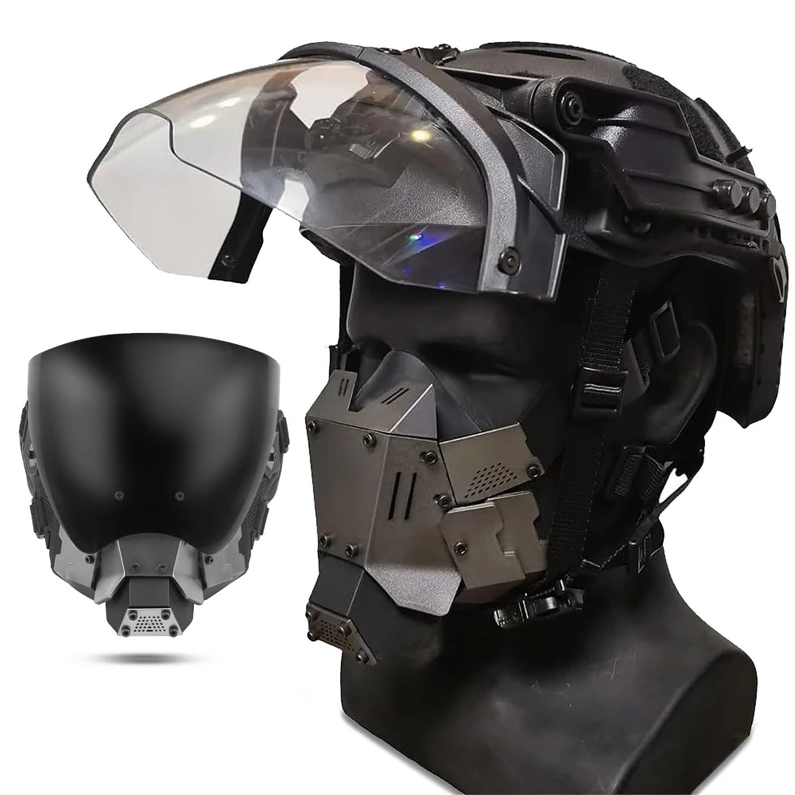 Casque tactique airsoft intégral gris équipement paintball et protection chasse