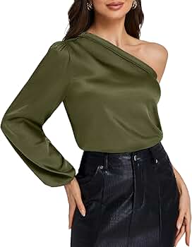 トップス sheller shoulder ribbon satin tops Sheller shoulder ribbon satin tops