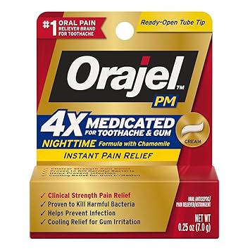 Orajel Maximum Strength Nighttime Toothache Pain Relief Cream - 0.25 Oz