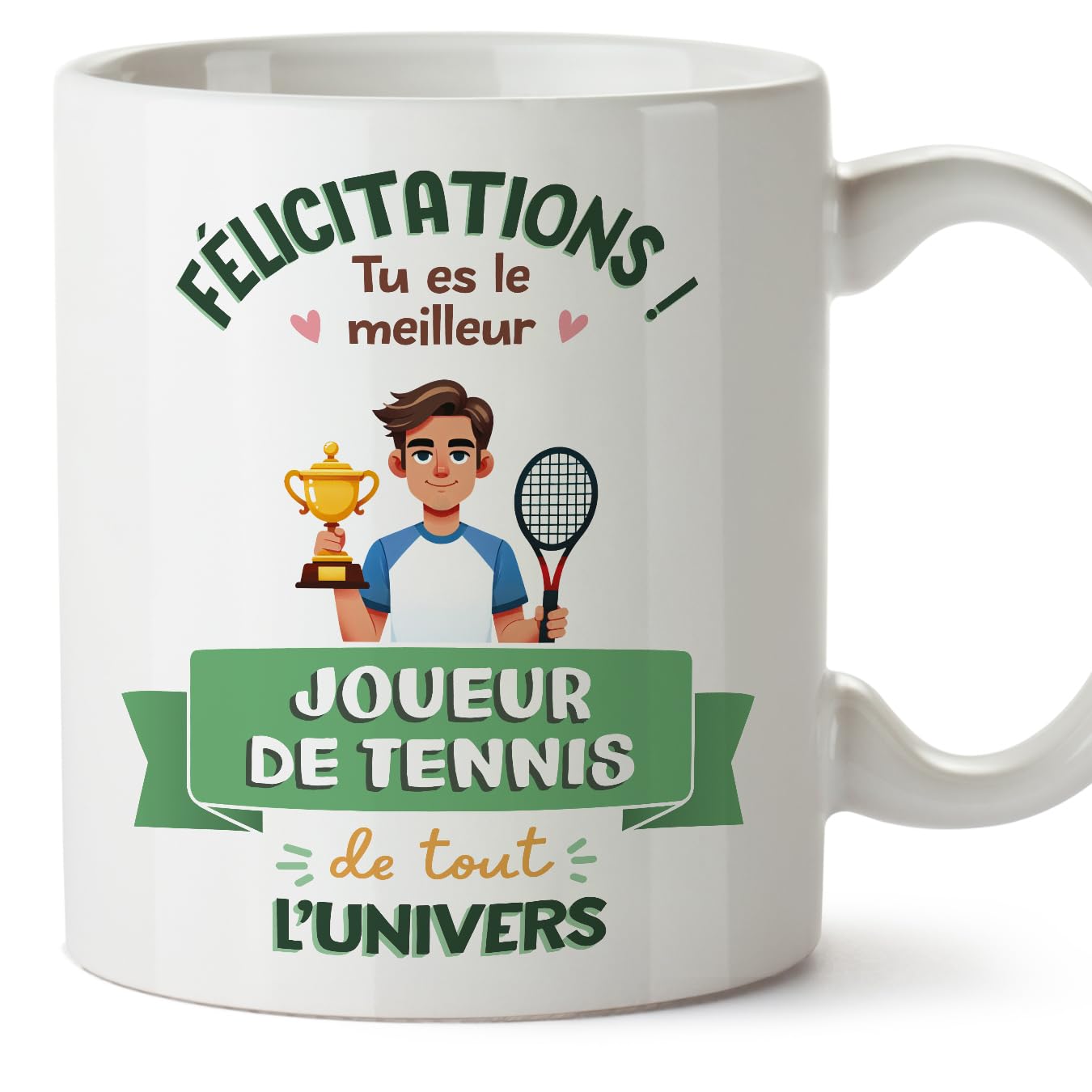 MUGFFINS Tennis Player Man Mug - in French - Meilleur Univers Trophée - Funny Gift for Colleagues - Ceramic 11oz Mug — image 1