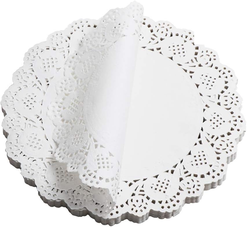 Paper Doilies, McoMce 100 Pieces Doilies Paper, Lace Doileys Paper Round Decorative Paper Placemats Bulk for Desert, Tableware Decoration, 7.5’’ Large Doiles Round Paper Placemats for Cake Packaging