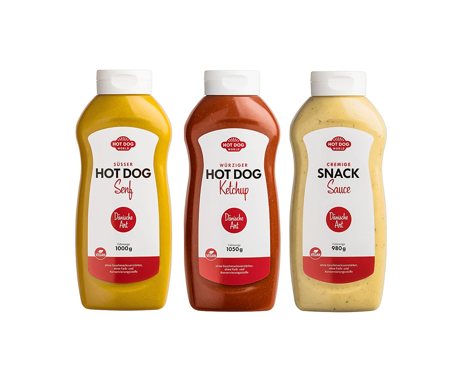 HOT DOG WORLD - dänisches Saucen-Set, 3er Pack (2865 ml)