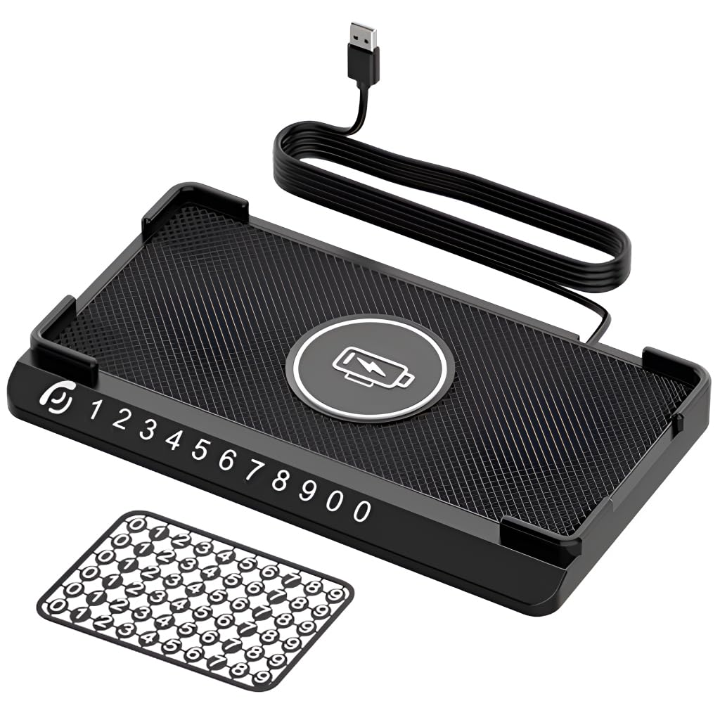 STHIRA® Wireless Charger Car Charging Pad 15W Fast Wireless Phone Charger Cell Phone Flat Charging mat Compatible with 12/14/15/16/17 Galaxy S21/S22/S23/24-Black-image-35