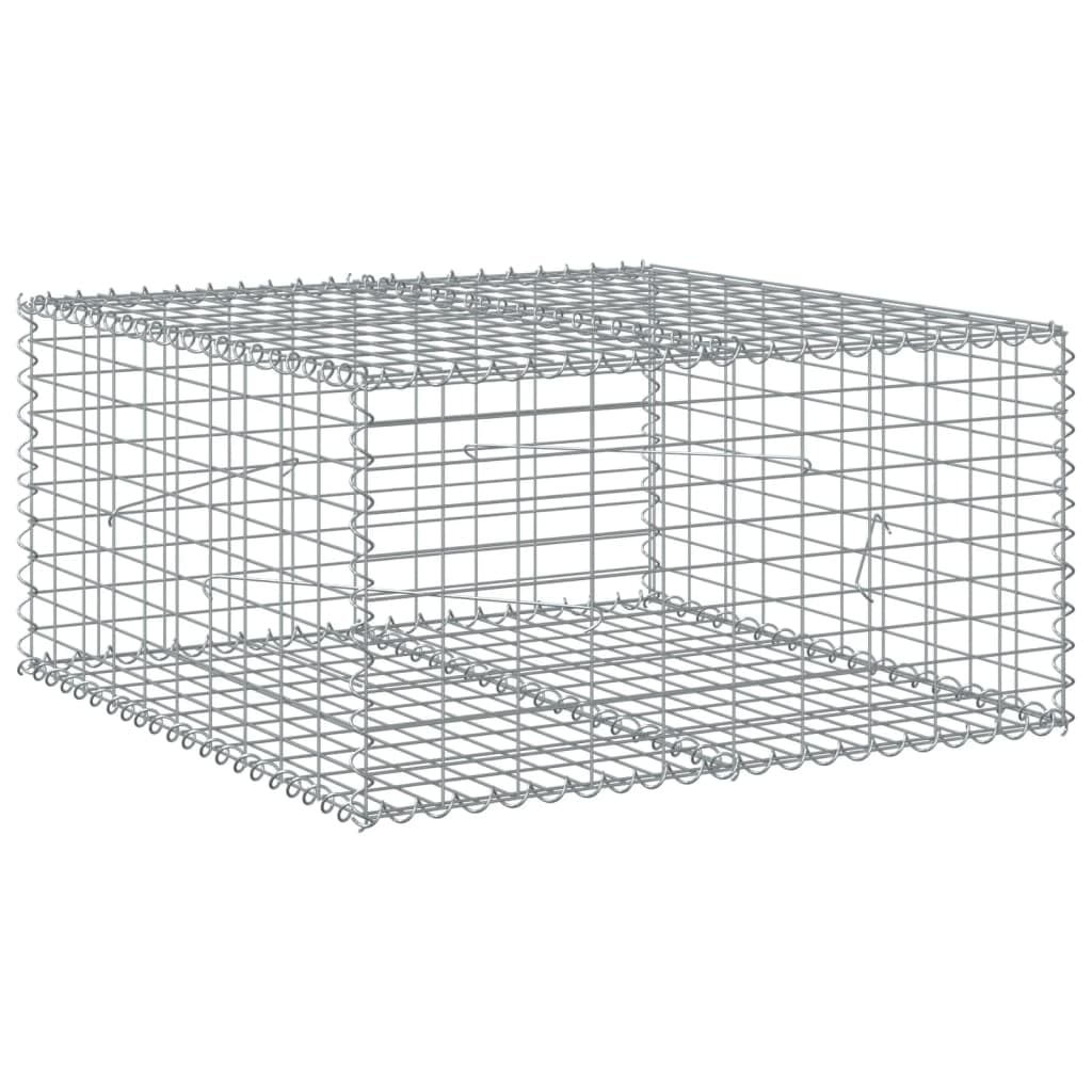 Gavión con tapa, 100 x 100 x 50 cm, cesta de piedra, hierro galvanizado | Cesta de piedra resistente para jardín para proteger las pendientes, como protección visual o borde de jardín en exteriores.