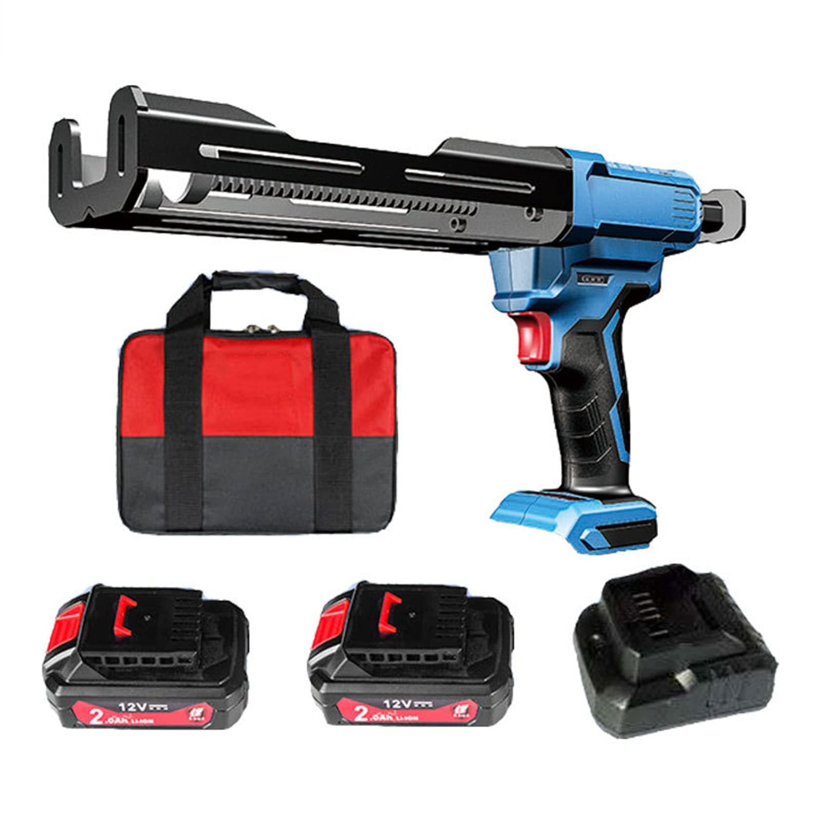 BOOZXCV Electric Caulking Gun with Dual Batteries - Automatic Dispenser for Sealants and Epoxy