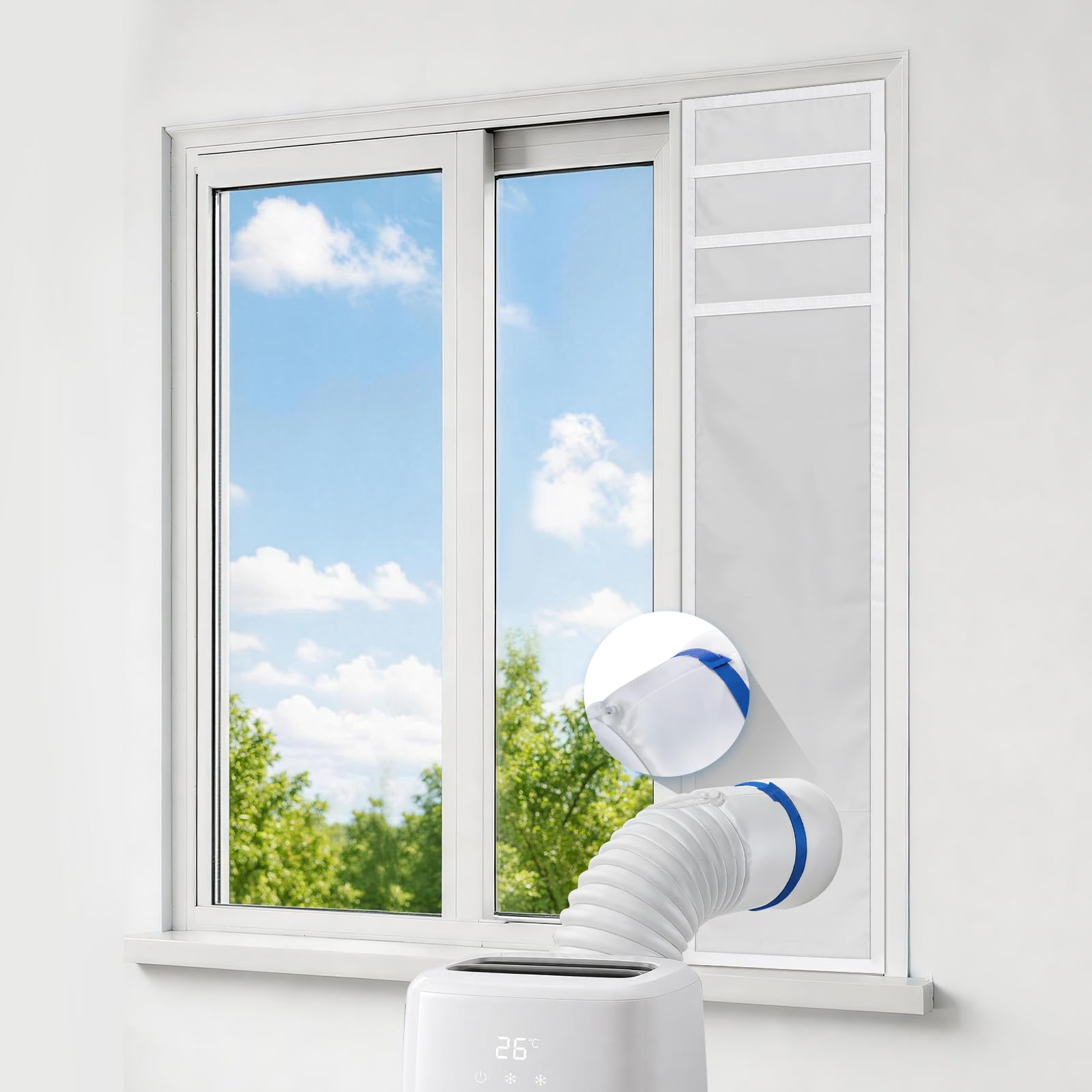 Photo 1 of Lidatb Portable Air Conditioner Window Vent Kit?Window Vent Seal Kit for Mobile Air Conditioning & Dryer?Full Sealing Waterproof?Fit Both 5" and 6" Exhaust Hose?Length Adjustable 10x24~36 inches