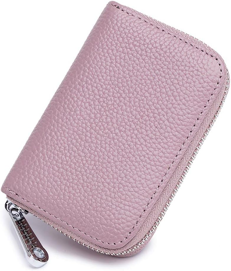 Image of VOGARD Unisex RFID Blocking Leather Card Holder Wallet with Zip Closure | 12 Card Slots & Cash Pocket | Compact Accordion Credit Card Organizer for Men & Women (Lavender)