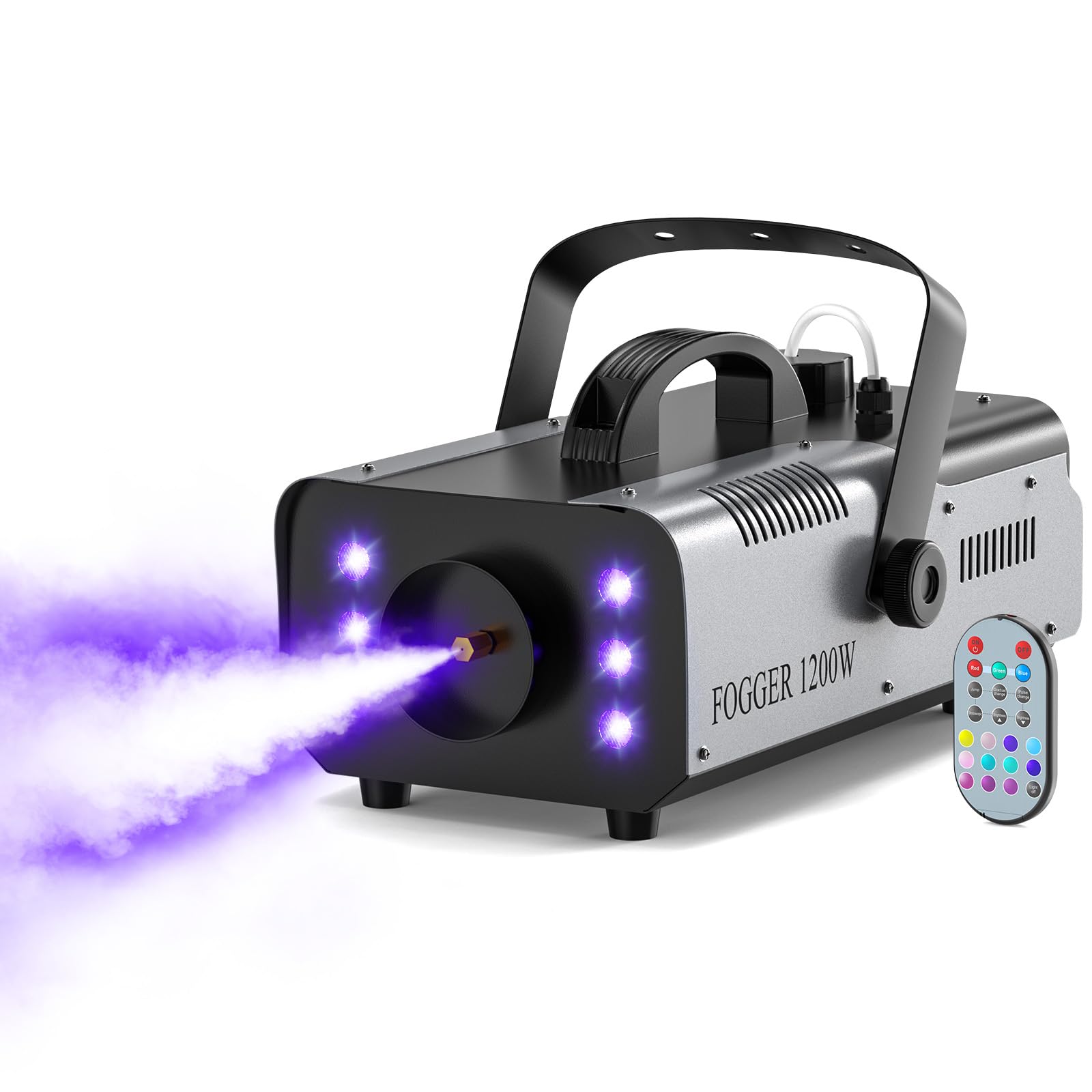 1200W Fog Machine Outdoor Indoor, 6000CFM Smoke Machine with LED Lights, Fog Machine Halloween with Wireless Remote, Fogger Haze Machine for Wedding Party Stage Events